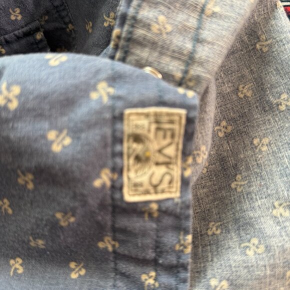 Levis S Blue Pearl Snap Button Shirt Long Sleeve White tag Rare Vintage 1970s - Picture 6 of 9